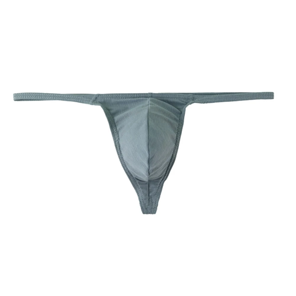 Men Sexy G-strings T-Back Texture Bulge Pouch Lingerie Low Rise Briefs Solid Underpants Elastic Underwear Men's Panties Thongs