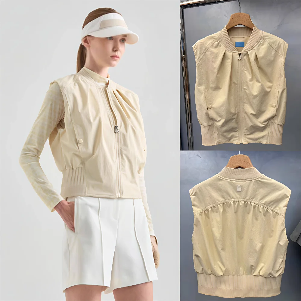 2026 Summer Korean Style Stand Collar Vest for Women Golf Casual Fashion Versatile Sleeveless Lightweight Daily Tennis Top