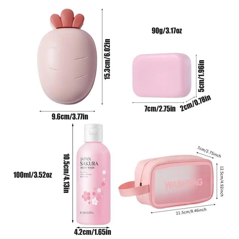 Sakura Beauty Skin Bath Set 3-piece set Body Wash Set Sakura Shower Gel Sakura Soap Soap Box Moisturizing Cleansing Tender Skin