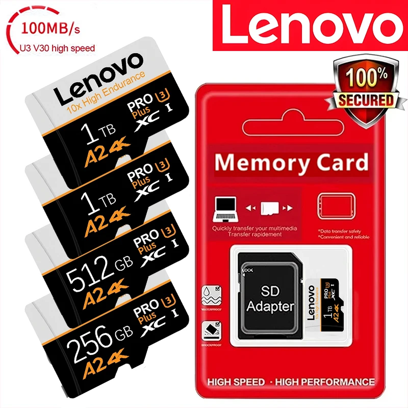 Lenovo Ultra HD Micro TF SD TF Cards SD Cards Memory Card 128GB 512GB 1TB C10 U1 Latency Storage for Camera / Tablet / Phone