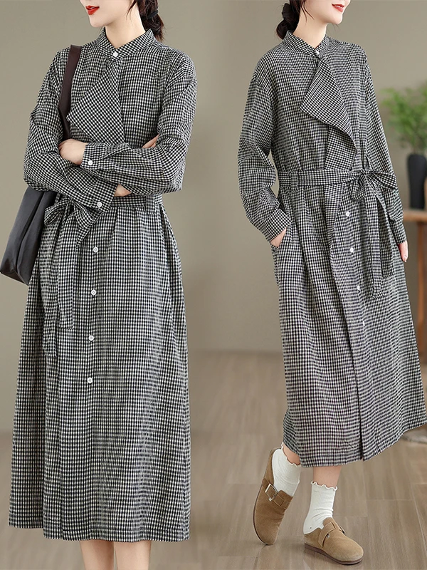 

Ретро клетчатый дизайн Sensation Dr, большой размер, миди, ленивый, утягивающая юбка, женская свободная посадка, длинная све irt Dr