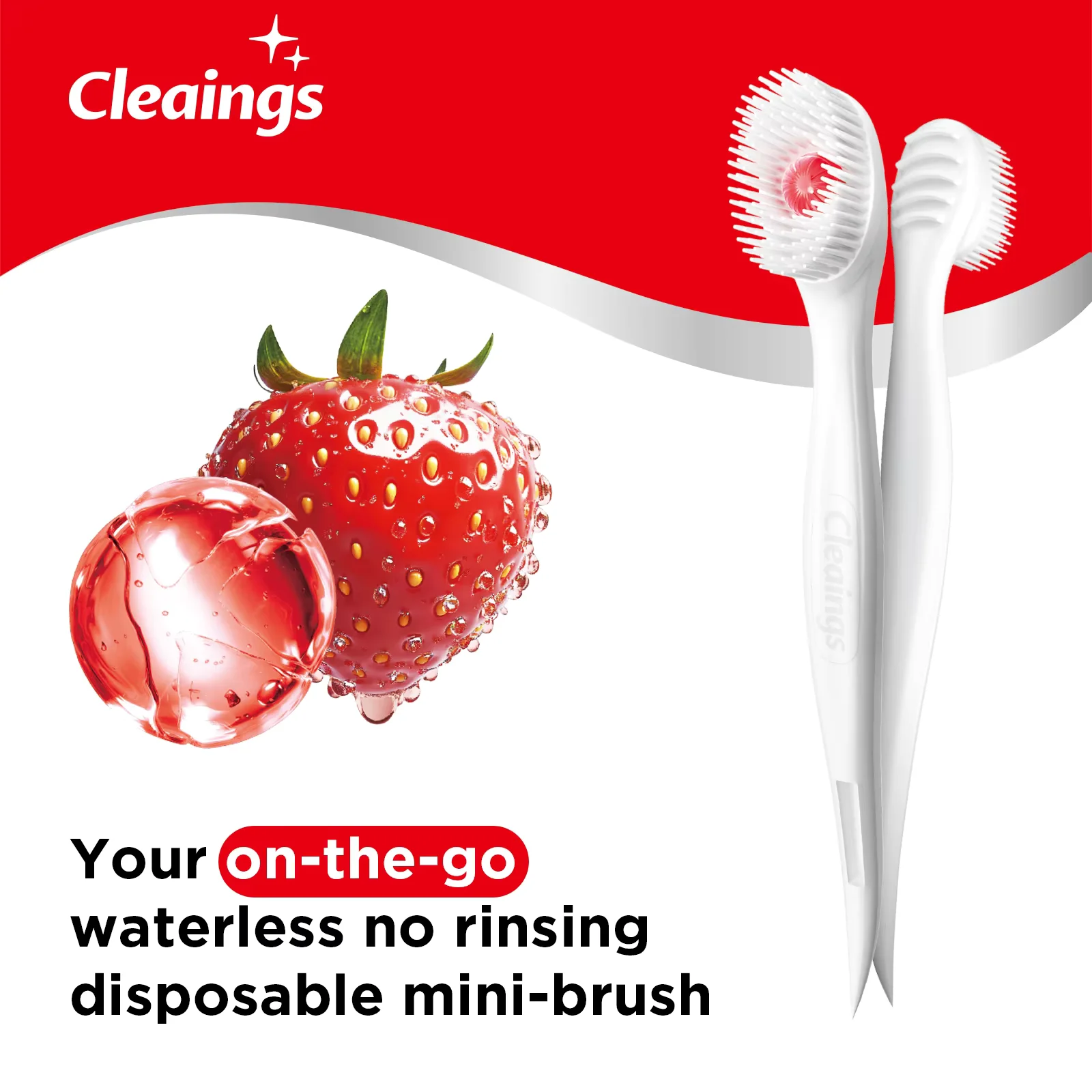 24PCS Mini Dual Burst Bead Toothbrush Attached Floss, Portable Toothbrush No Water for Daily Travel Cleaning