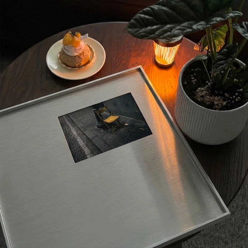 Stainless steel metal picture frame niche industrial wind wall hanging high-end sense living room study homestay decoration