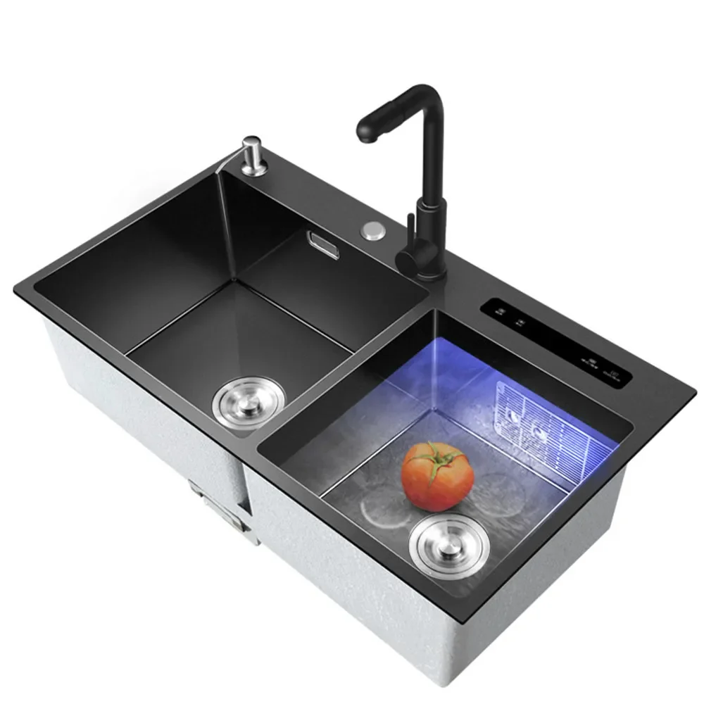 Imagem -02 - Ultra-sônico Smart Sink Mesa Multifuncional Board Kitchen Wash Basin Lavadora de Frutas e Legumes Aço Inoxidável