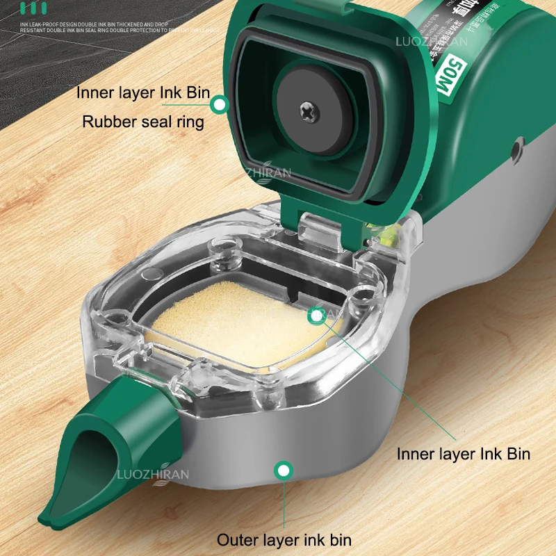 50M Chalk Line Reel With Spirit Level Bubble Woodworking Marking Tool Resin Anti‑Fall Ink Marker Scribe Line Tool for Carpenter