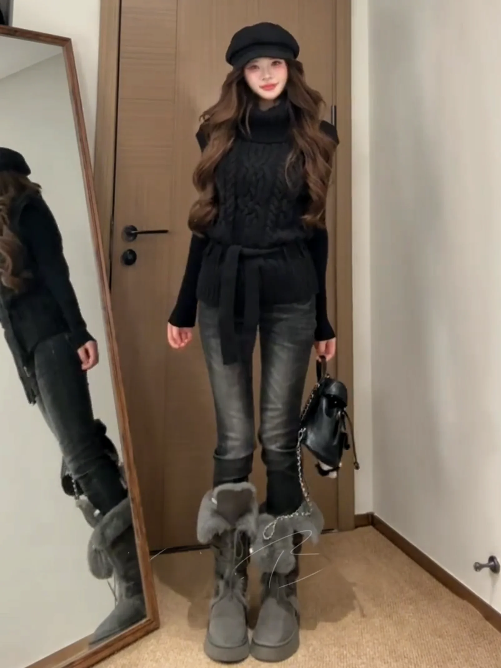 

Bla High Waist Slim Fit Jeans Embroidered Design American Sle Bootcut Elastic Nine Points Cotton Stretch Denim Women's Pants