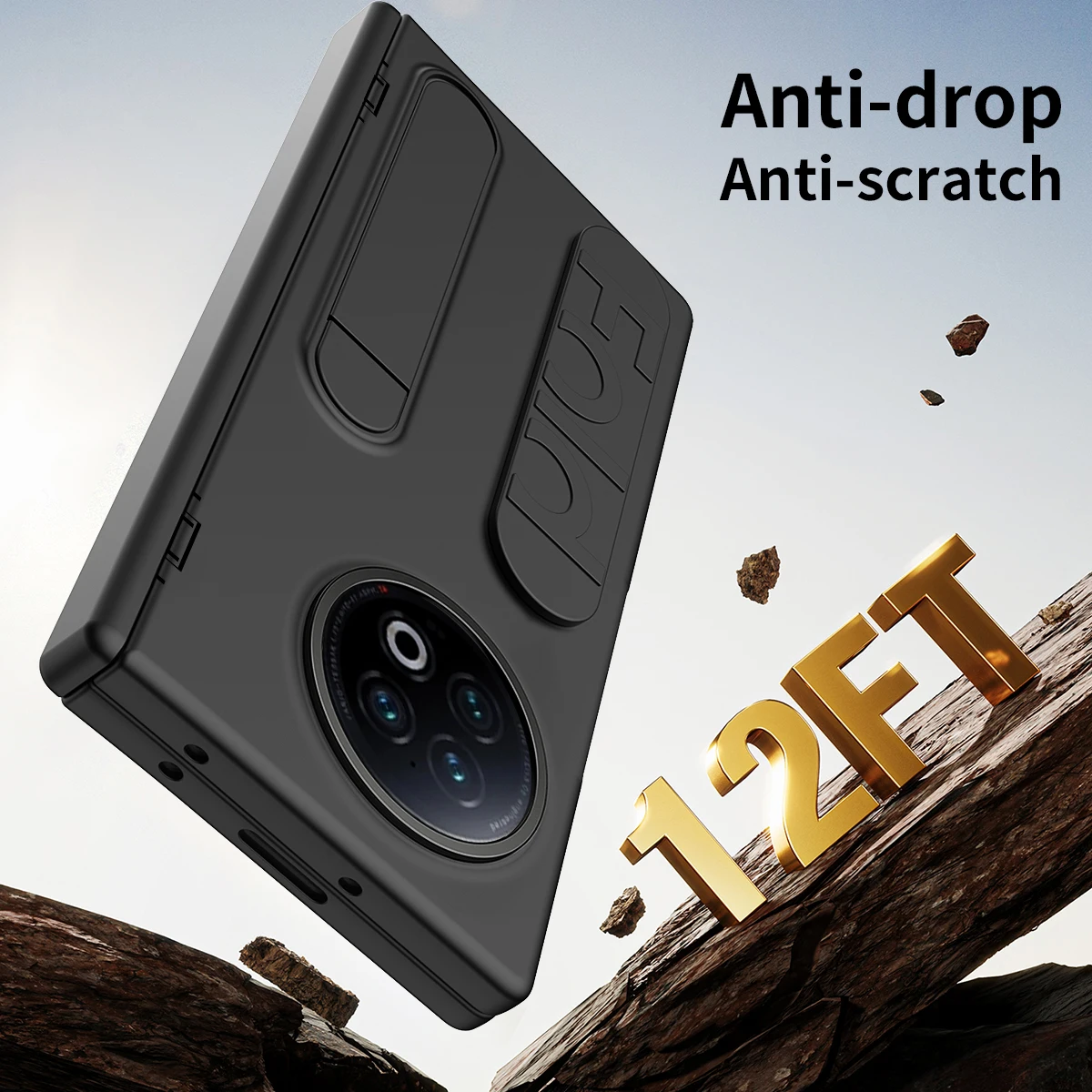 

For VIVO X Fold 3 Pro X Fold 2 5 With Hinge Phone Case Wristband Wrist Strap Stand Front Screen Glass 360° Protect Plastic Cover