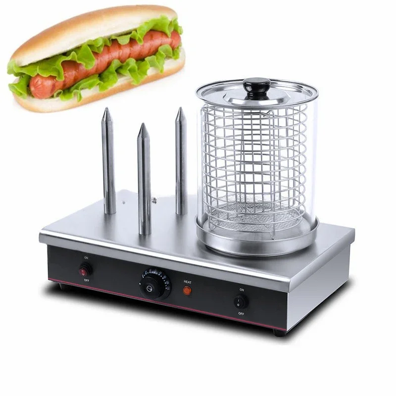 Commercial 4 Sticks Hot Dog Maker bun Warmer Sausage Roller Grill hot dog making machine