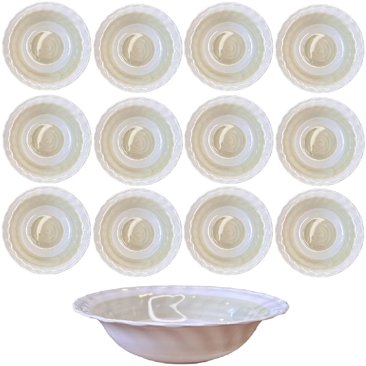 12 Round Wave Bowl 800ml in Melamine for Desserts