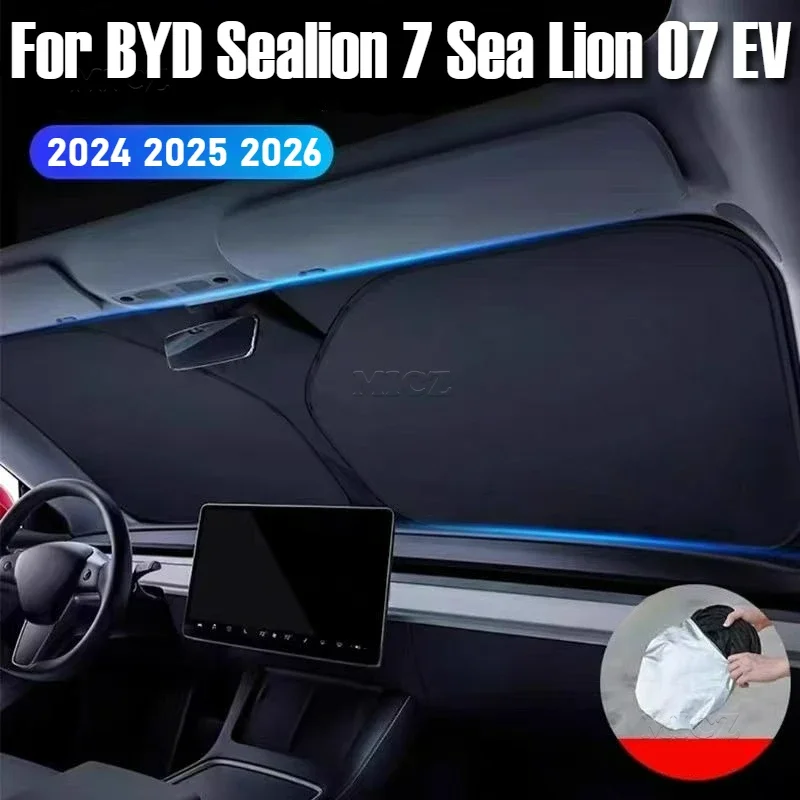 

Стайлинг автомобиля для BYD Sealion 7 Sea Lion 07 EV 2024 2025 2026, солнцезащитный козырек на лобовое стекло автомобиля, защита от ультрафиолета, автозапчасти