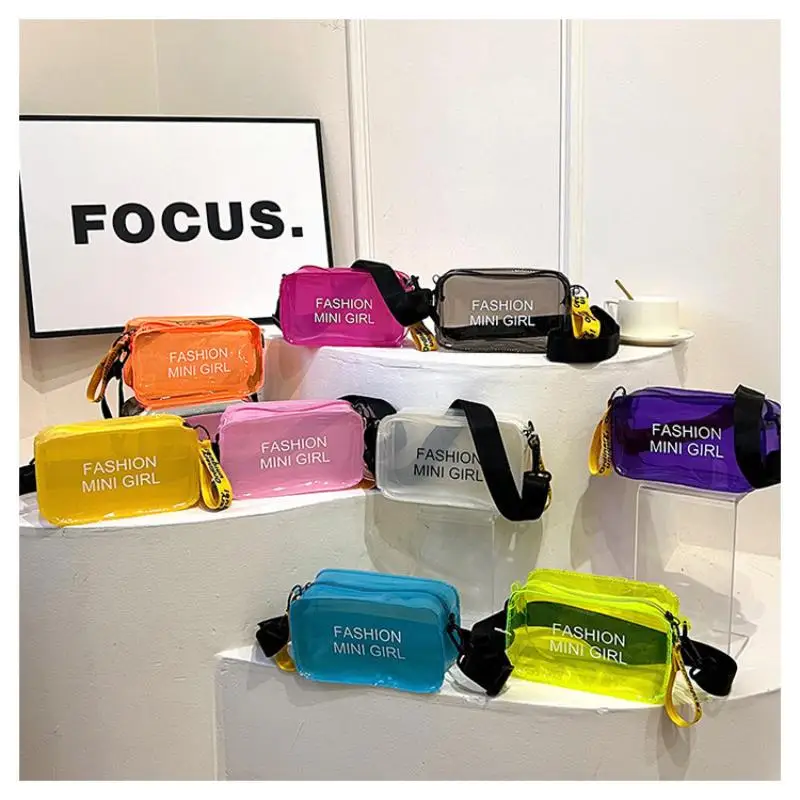 Hot Sale Women Fashion Clear Sweet Purses Candy Color Messenger Bag Crossbody Bags Shoulder Bag Transparent Jelly Bag