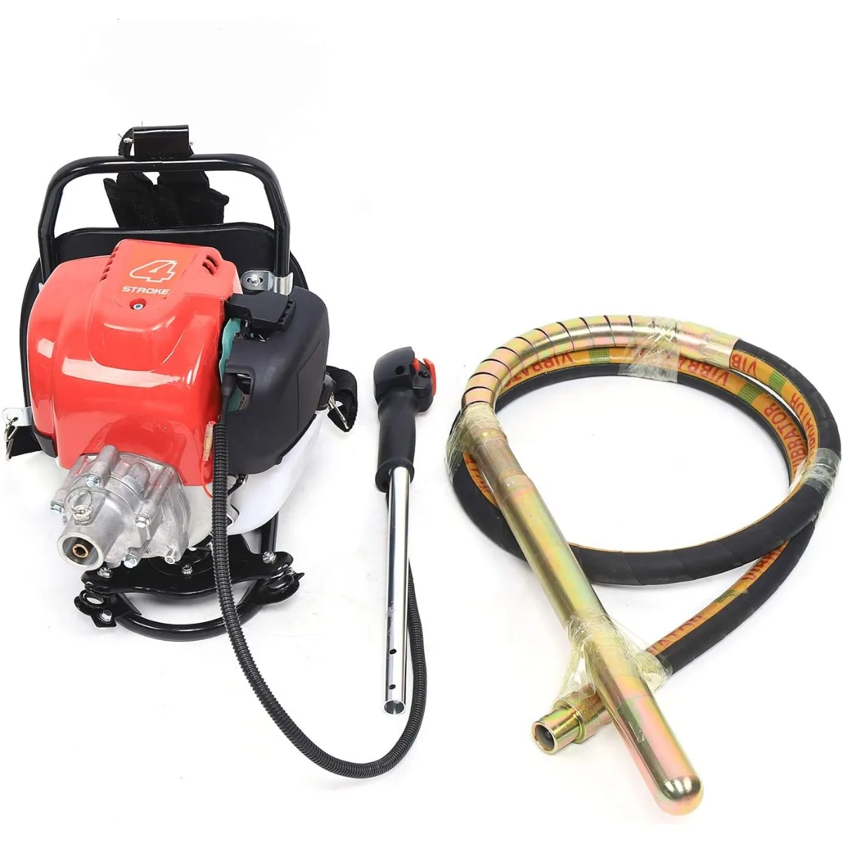 38.7CC 4-Stroke Backpack Concrete Vibrator Tool,Gas-Powered Cement Vibrator, Air-Cooled Single-Cylinder Concrete Vibrator