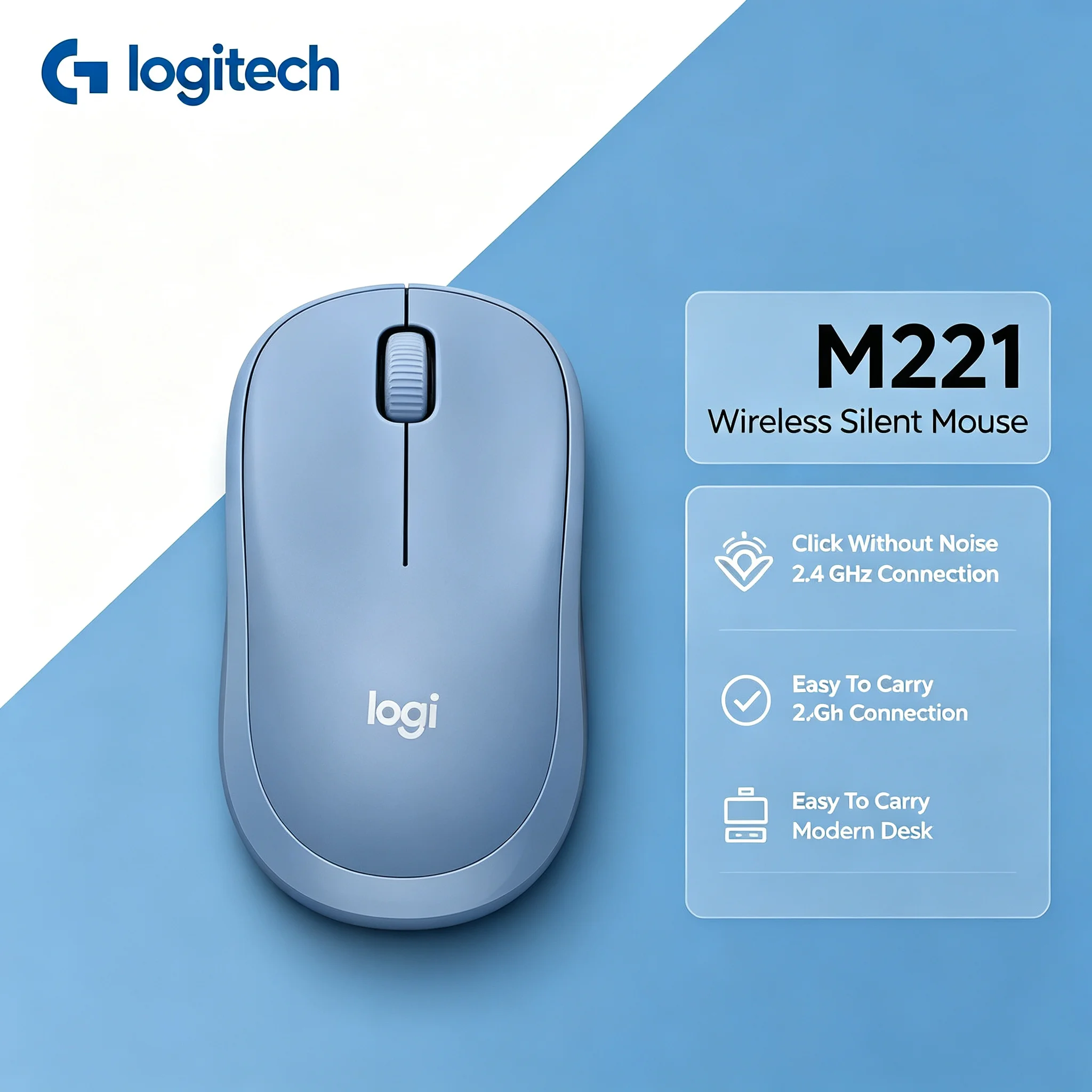 Logitech M221 Original Optical Wireless Mouse Silent Operation Light Weight Mice For Daily Office Home Notebook PC
