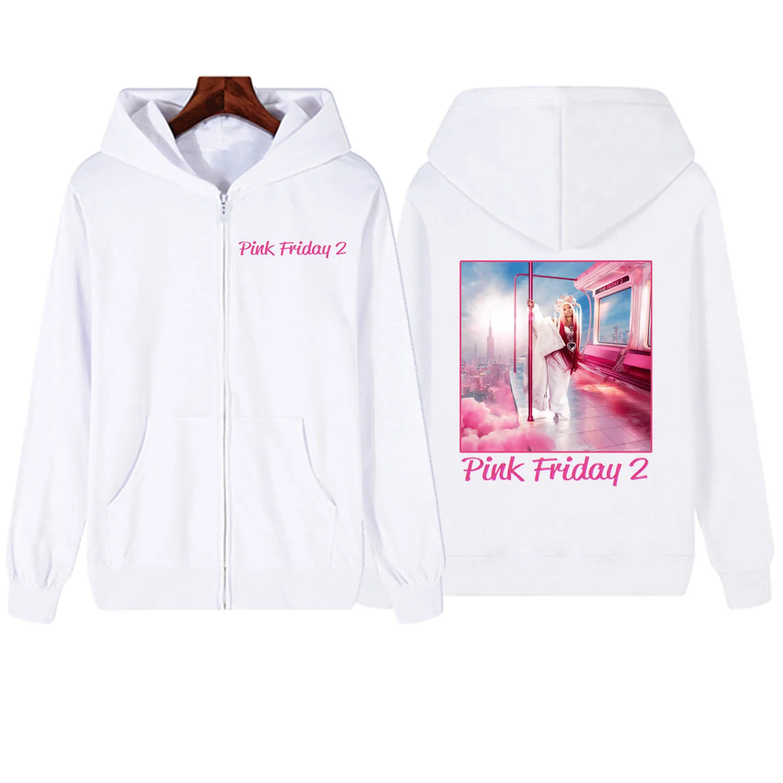 Nicki Minaj Pink Friday 2 Zipper Hoodie Music Sweatshirt Harajuku Hip Hop Men Women Fans Gift