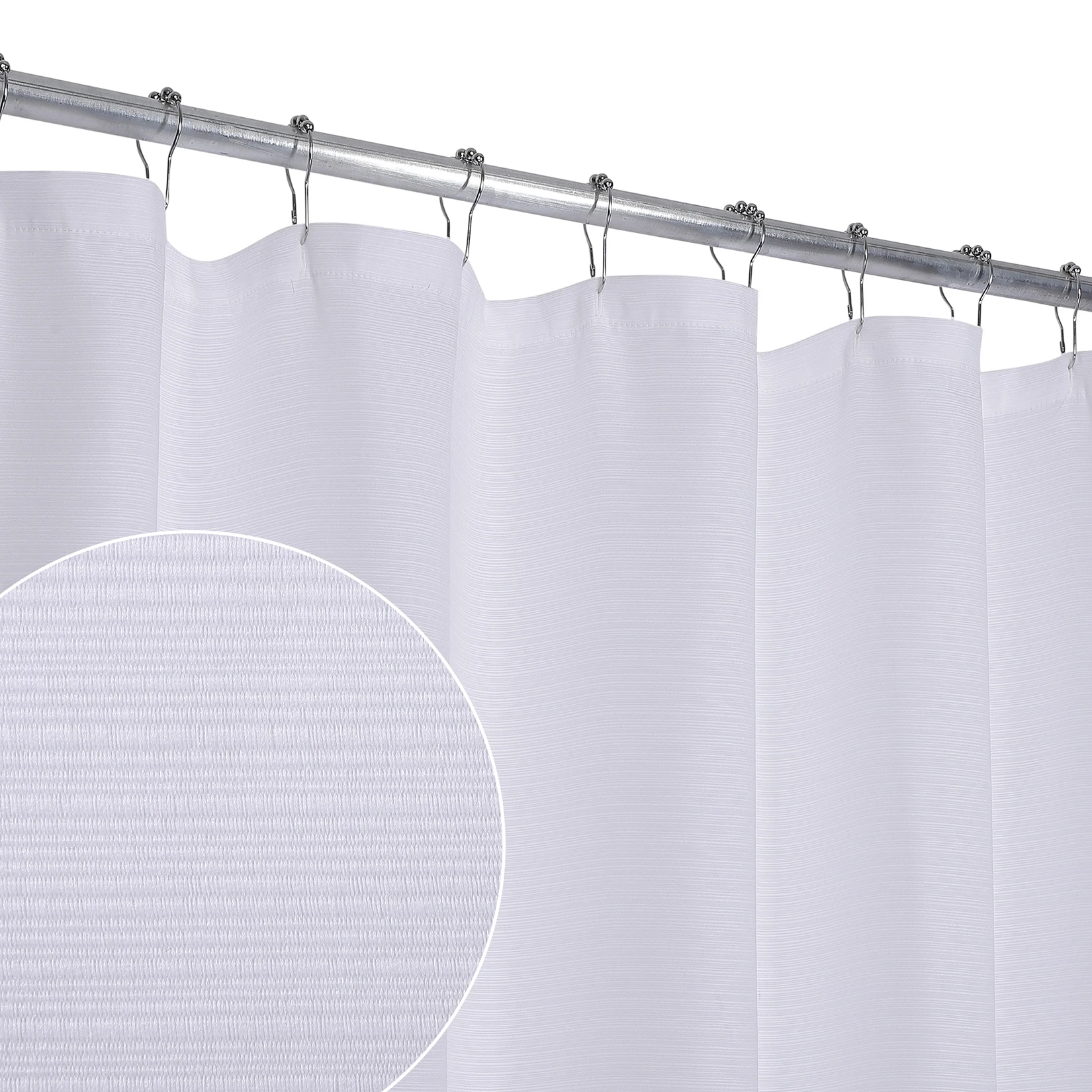 Shower Curtains Waterproof Thick Fabric Bath Curtain for Home and Hotel Bathroom Bathtub Solid White Cover 71x72 Inch