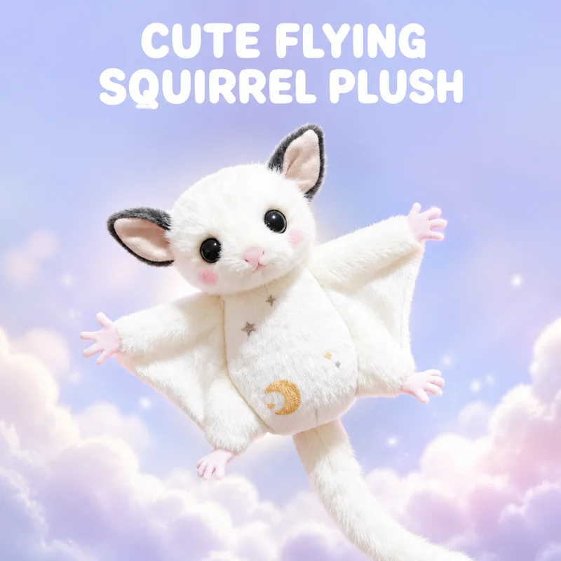 Cute White Sugar Glider Plush Toys Keychain Stuffed Animal Pendant With Moon Star Pattern Bag Backpack Surprise Festival Gift