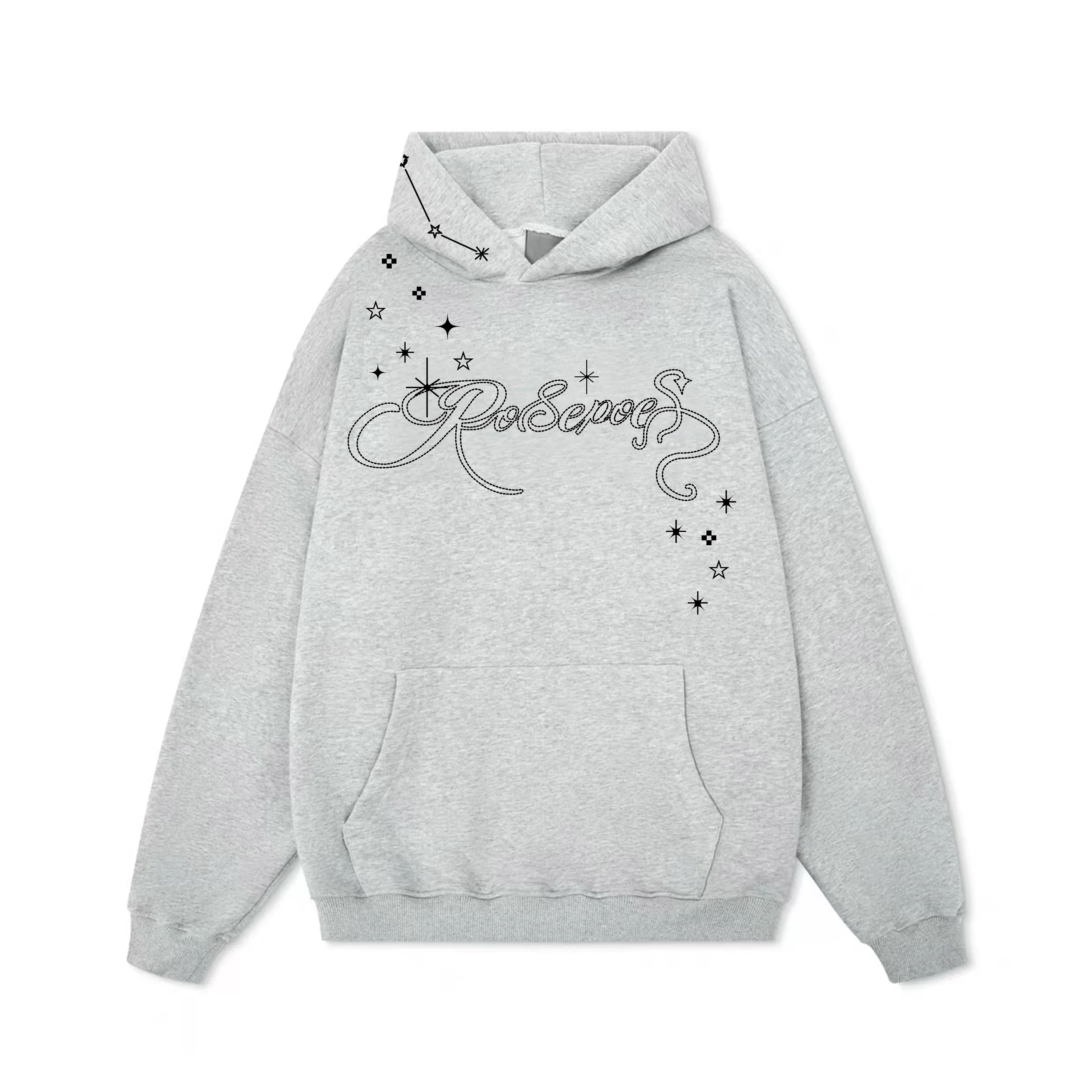 American Fashion Trend Retro Embroidered Hoodie Unisex Autumn New Loose Couple Long Sleeve White Top