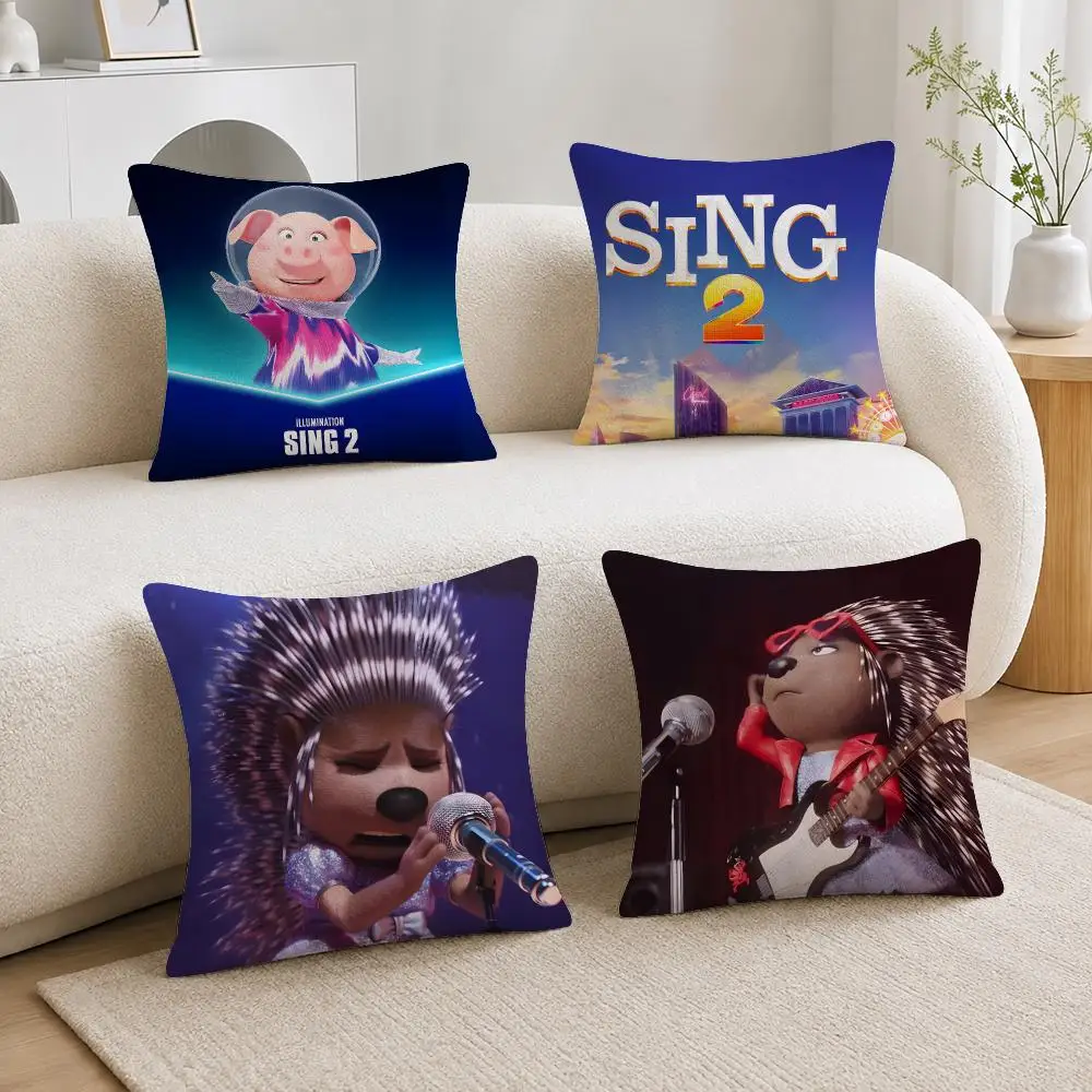 Movie Sing 2 Cushion Cover Soft Plush Cushion Covers Fluffy Throw Pillow Cases for Sofa Bedroom Home Decor