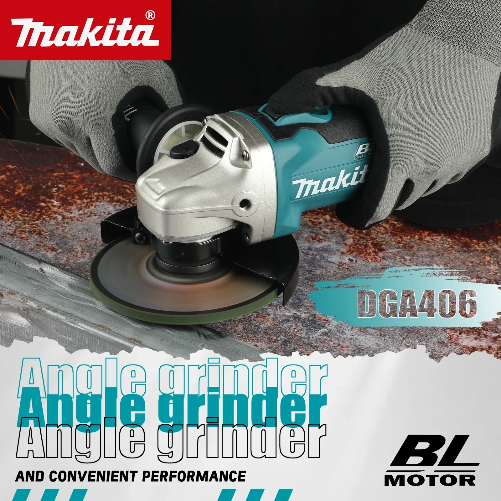 

Makita DGA406 18V Cordless Angle Grinder BL Motor 8500/min Speed Detachable Handle Safety Locks for Efficient Grinding Work