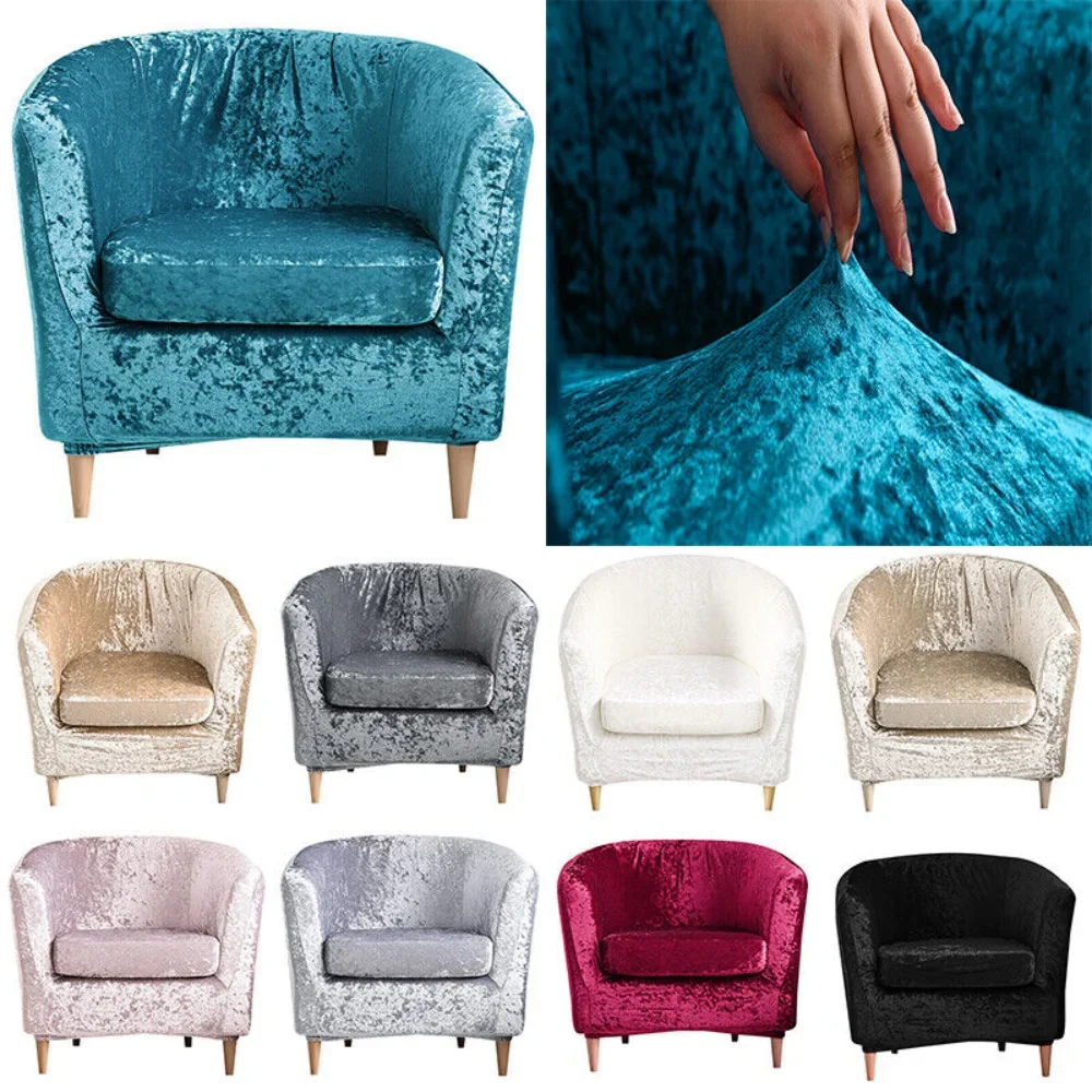 

Velvet Stretch Tub Chair Cover Elastic Club Armchairs Covers Sofa Slipcovers Furniture Protector Single Seat Tub Couch Slipcover