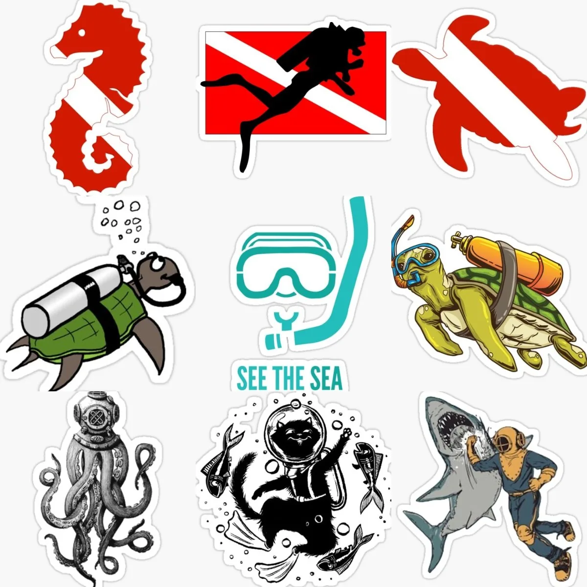 Scuba Diving Diver Flag Turtle Sticker Car Motorcycle Laptop Wall Room Truck Window Bicycle Glass Helmet Camper Waterproof Decal