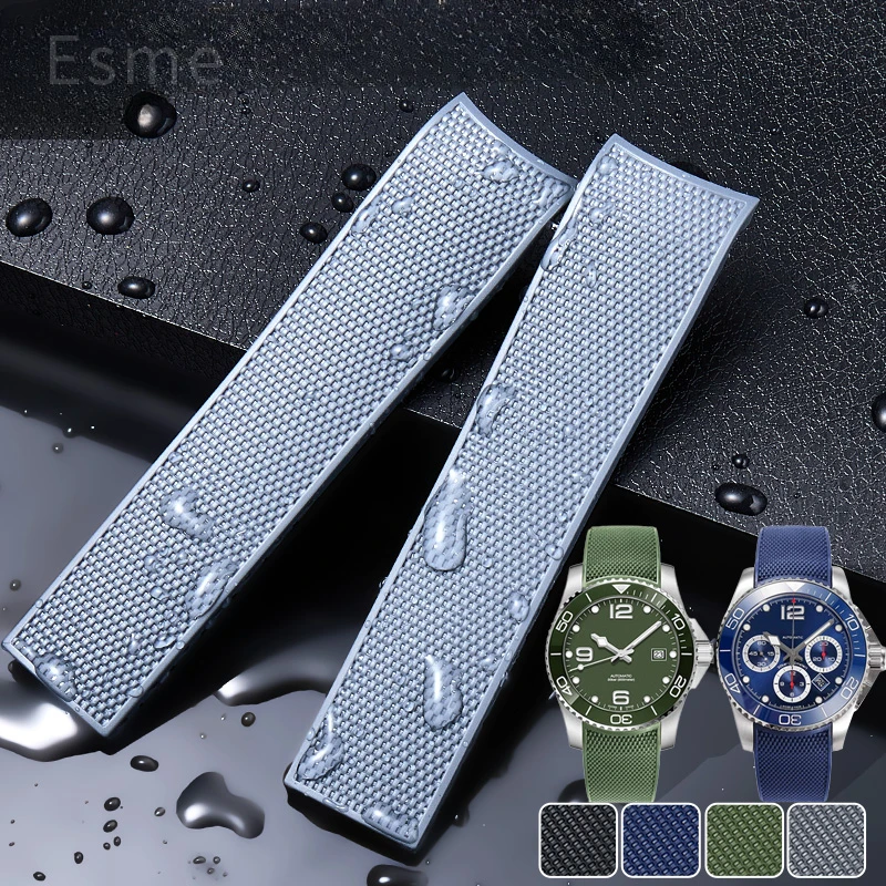 

For Longines Conquest Silicone Men's Watchbands Replace Original L3.742/782 Sports Diving 21mm Rubber Watch Strap