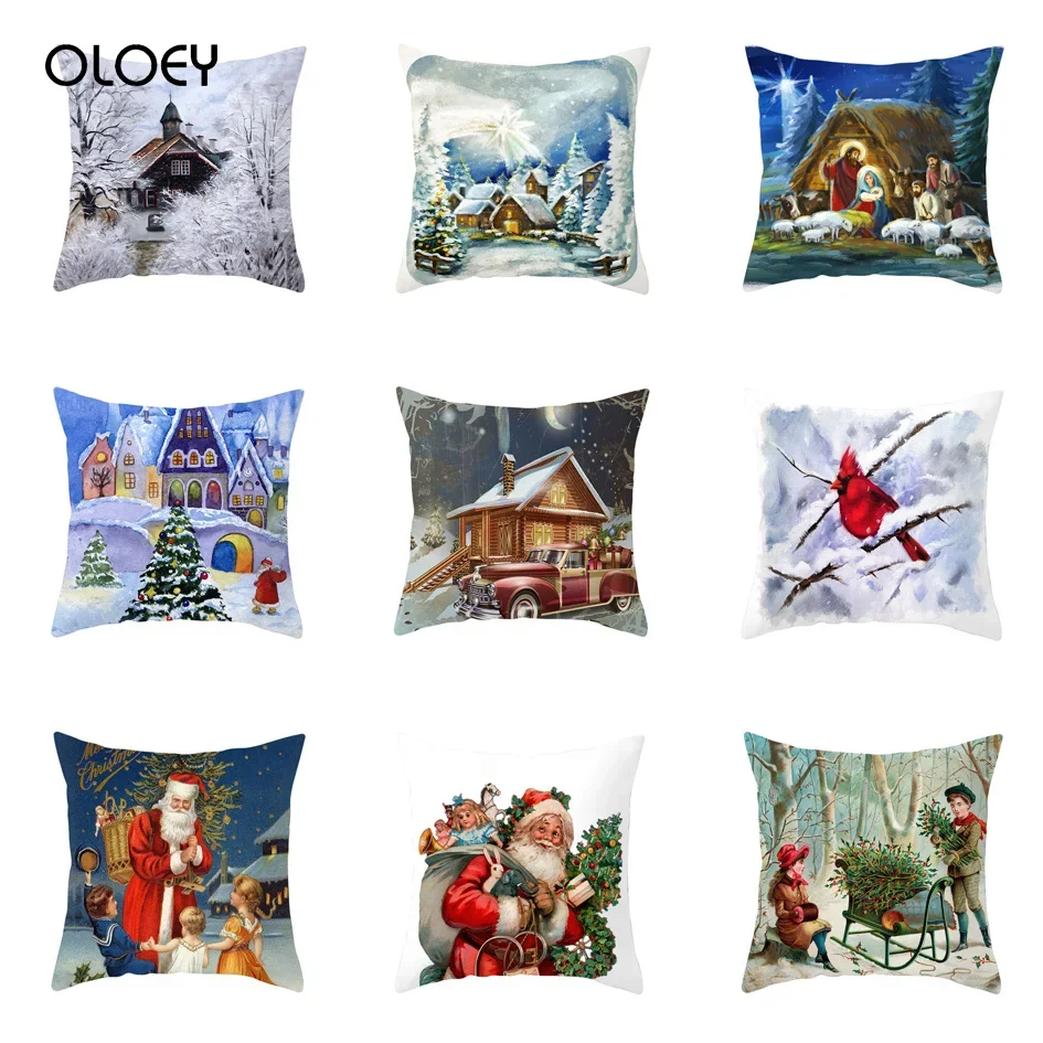 

45x45cm Realistic Wind Christmas Decorative Pillow Peach Skin Decorative Pillowcases Waist Pillow Cover Decorative Pillows Cover