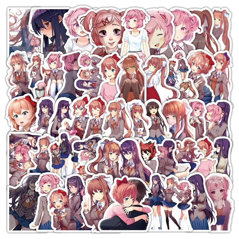 53/30/10PCS Yuri Natsuki Popular Anime Two-dimensional Peripheral Decoration Mobile Phone Case Computer Cup Skateboard Sticker