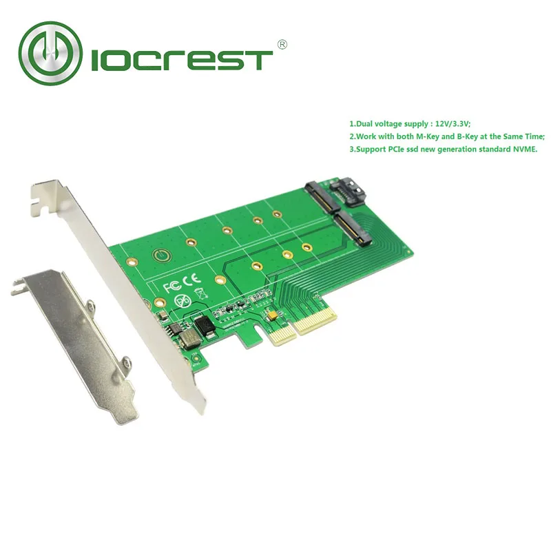 IOCREST M.2 Ngff M Key NVMe to PCIe 4.0 X4 Adapter Pci Express Adapter for 22110 2280 2260 2242 2230 Ssd Dual Voltage Power