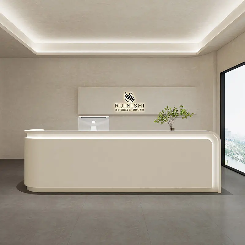 120 140 160 180 200 220 240 260 280 300cm Minimalist Baking paint reception counter Customer center bureaux de travail furniture