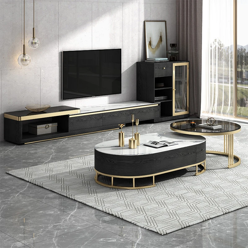 وحدة صغيرة إسكندنافية بسيطة، طاولة قهوة قابلة للتوسيع، خزانة تلفزيون، حديثة وفاخرة