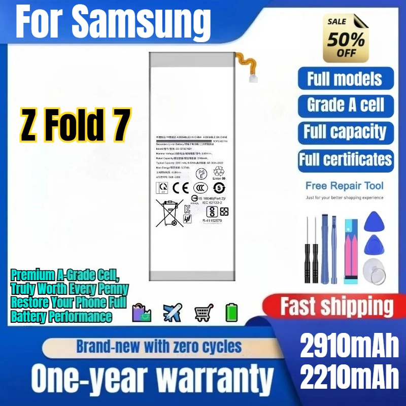 EB-BF966ABY/BF967 for Samsung Z Fold 7 Phone Battery 0 Cycle High Capacity Battery Replacement Bateria Grade A Cell with Tools