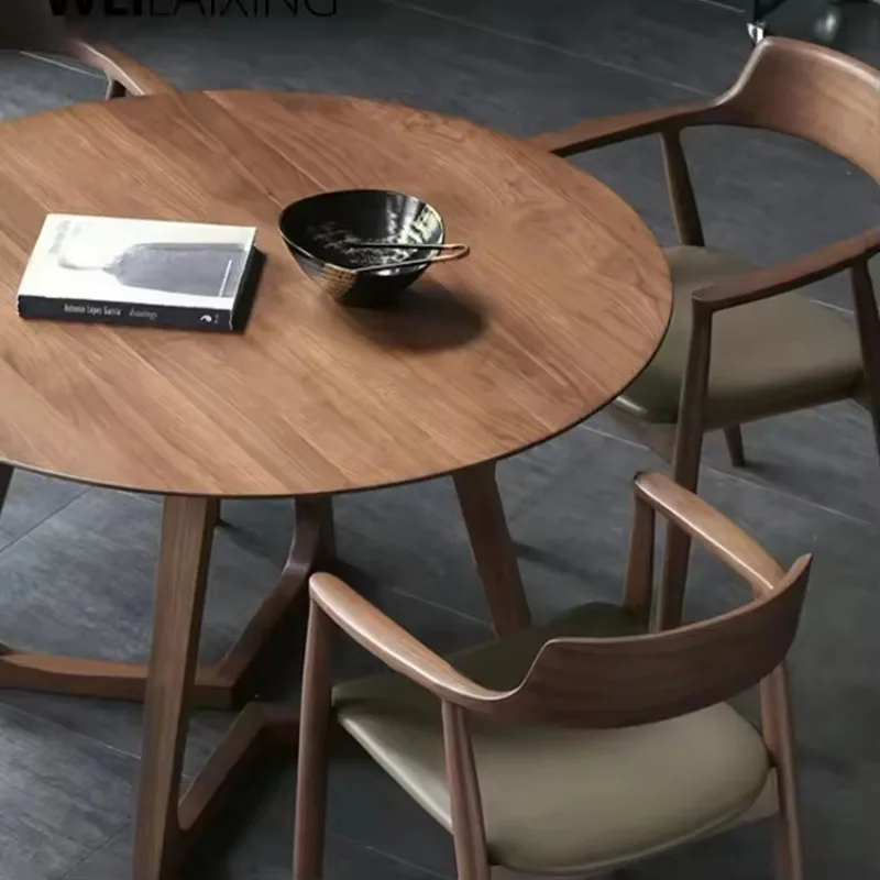 Luxury Wooden Round Dining Table Simple Leisure Negotiation Table And Chair Combination Small Table For Cafe Business Reception