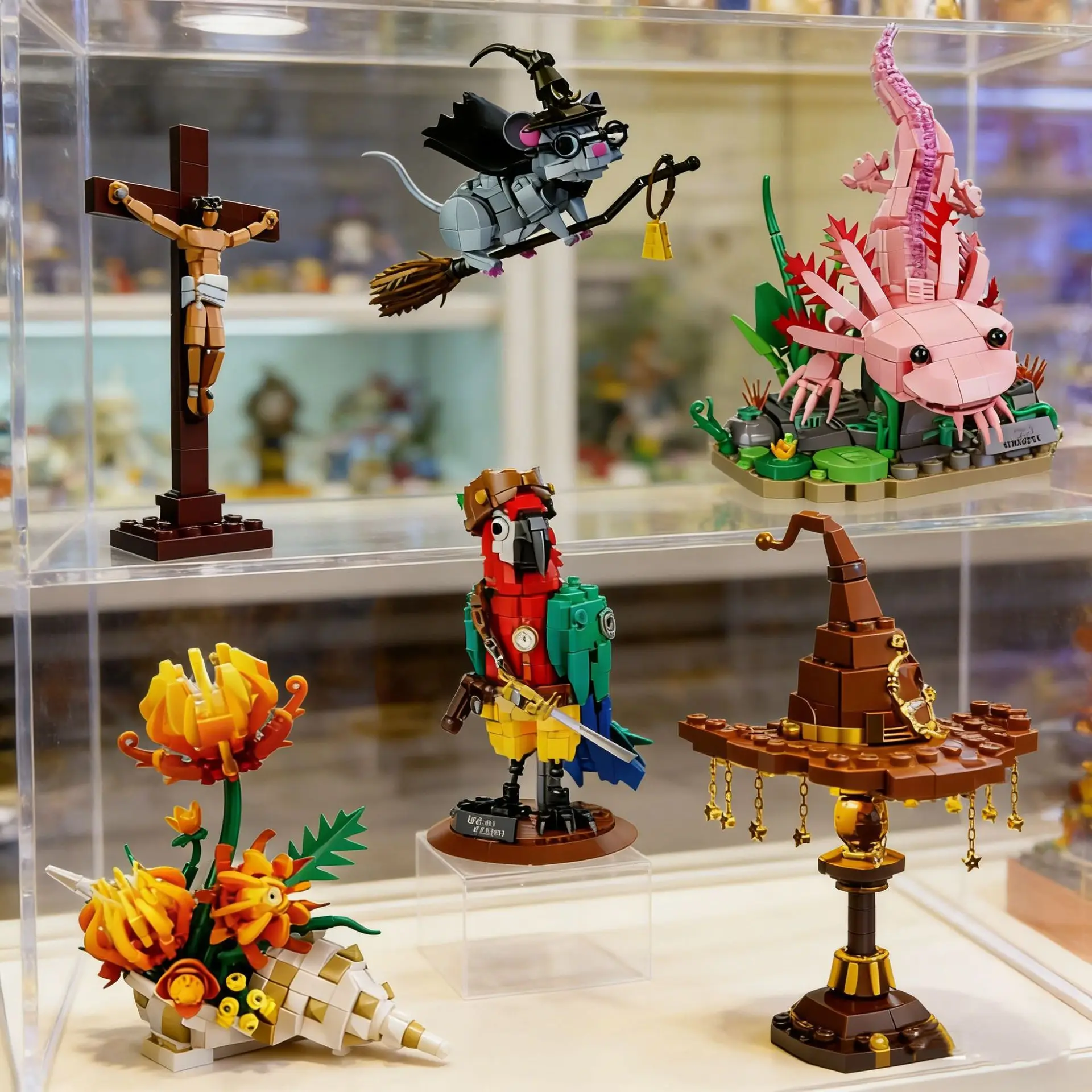 

998PCS Axolotl Building Blocks Ambystoma Mexicanum Building Blocks Dinosaur Fish Model for Boys Girls Gifts Collecting Ornament