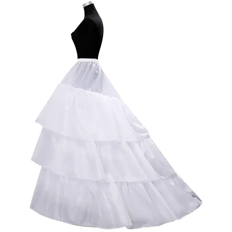 Jupon Blanc de Haute Qualité avec Traîne Crinoline, Sous-Jupe, 3 Couches, 2 Cerceaux, pour Robes de Mariée, Patients, Peu importe