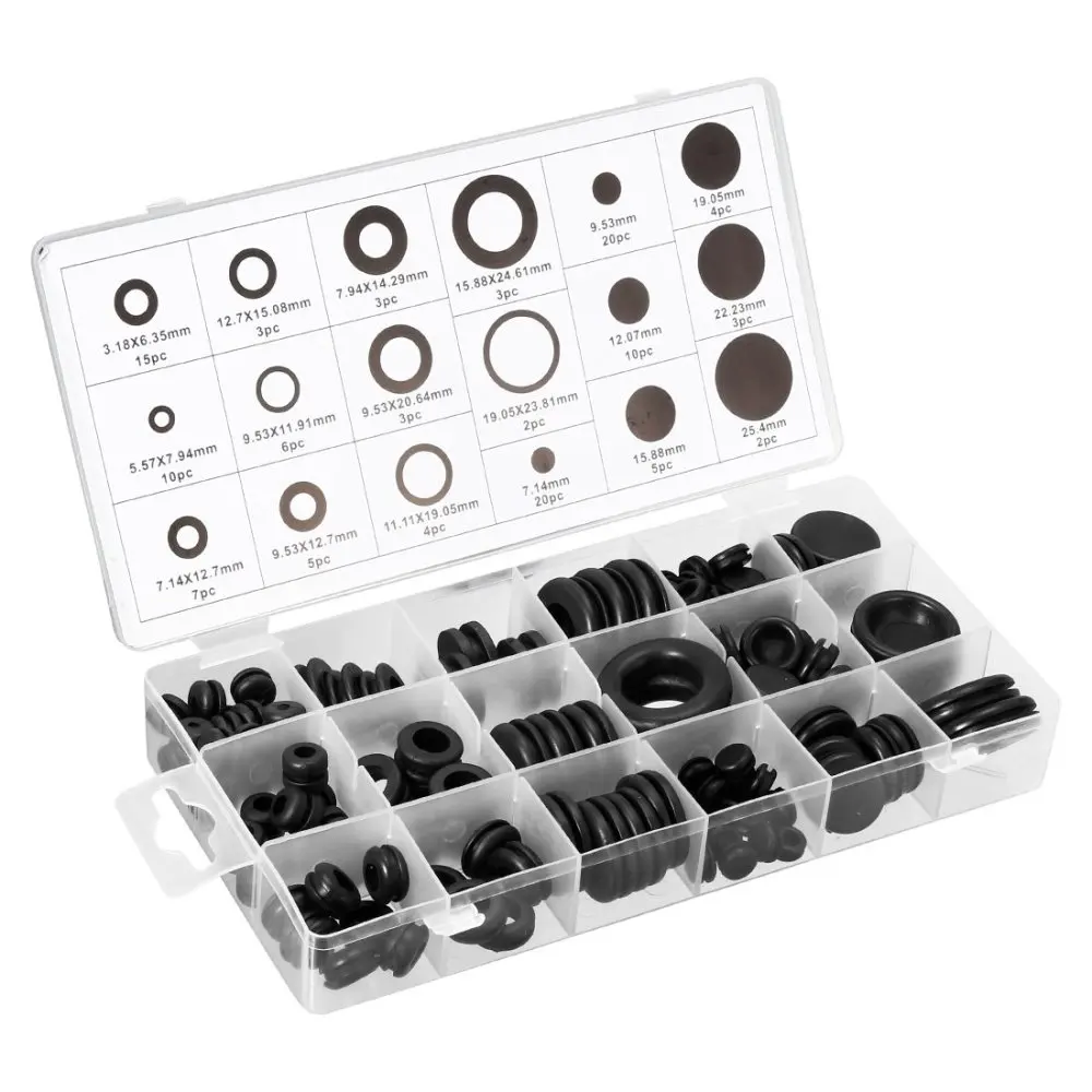 125PCS/Set Electrical Plugs Conductor Gasket Ring Waterproof Protect Wire Tool o ring Sealing Rubber Cables Grommet Kit