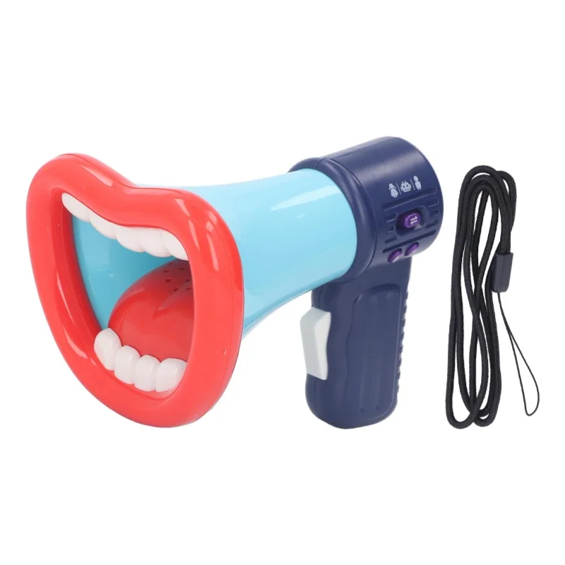 

Kids Voice Changer Big Mouth Shape Multiple Sound Effect Educational Recording Loud Speaker Toy With Lanyard Blue