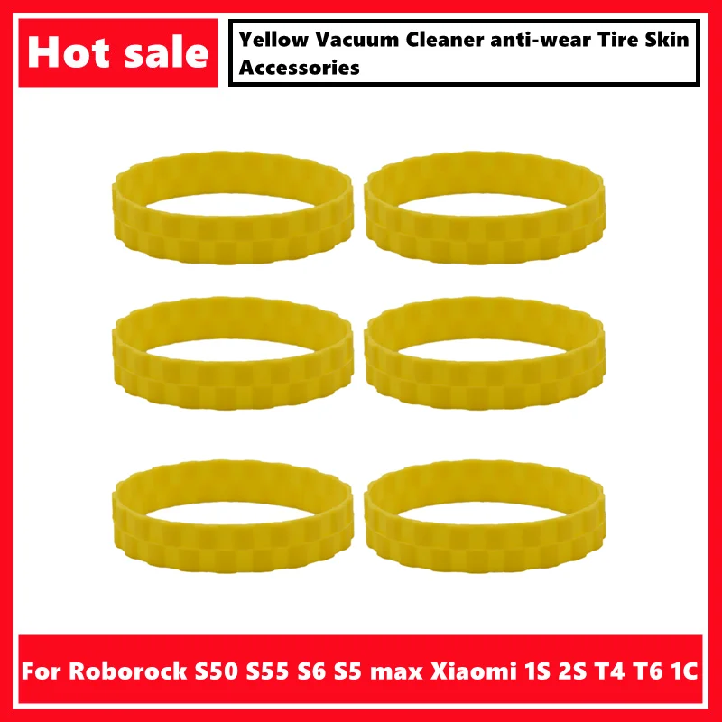 Yellow For Roborock S50 S55 S6 S5 max and Xiaomi Robot 1S 2S T4 T6 1C Vacuum Cleaner anti-wear Tire Skin Accessories