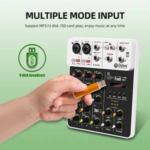Bluetooth- und USB-Audio-Debra-Mixer, 4 Kanäle, 48-V-Phantomleistung, Verzögerungsreparatureffekt, Mischkonsolenklang, PC-Aufnahme, V4 10 Hauptverkaufsredner 4 - №7