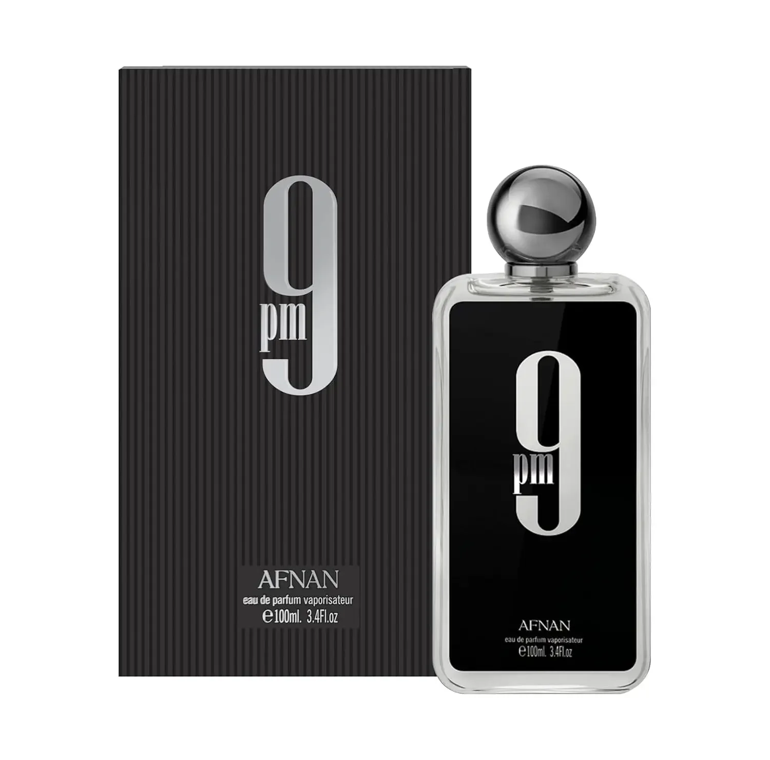 Afnan 9 PM Eau de Parfum para Homens, 100ml / 3,4 oz Spray Noturno de Longa Duração, Aroma de Tabaco Doce e Baunilha, Fragrância Irresistivel