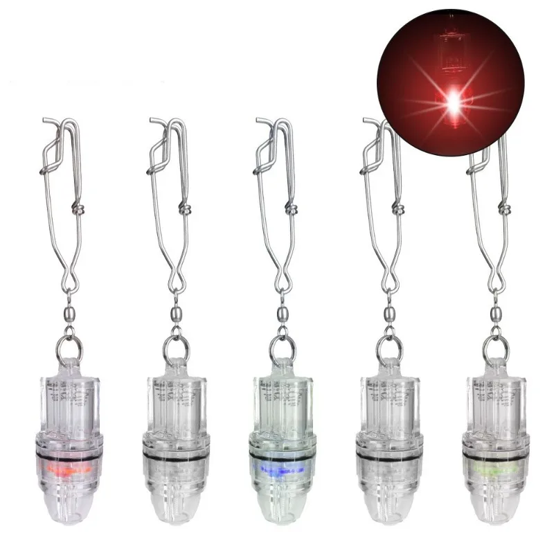 LED Underwater Fish Attracting Light, Lights Up Once Submerged, Long Battery Life Night Fishing Fish Lure Lamp 5 Pack