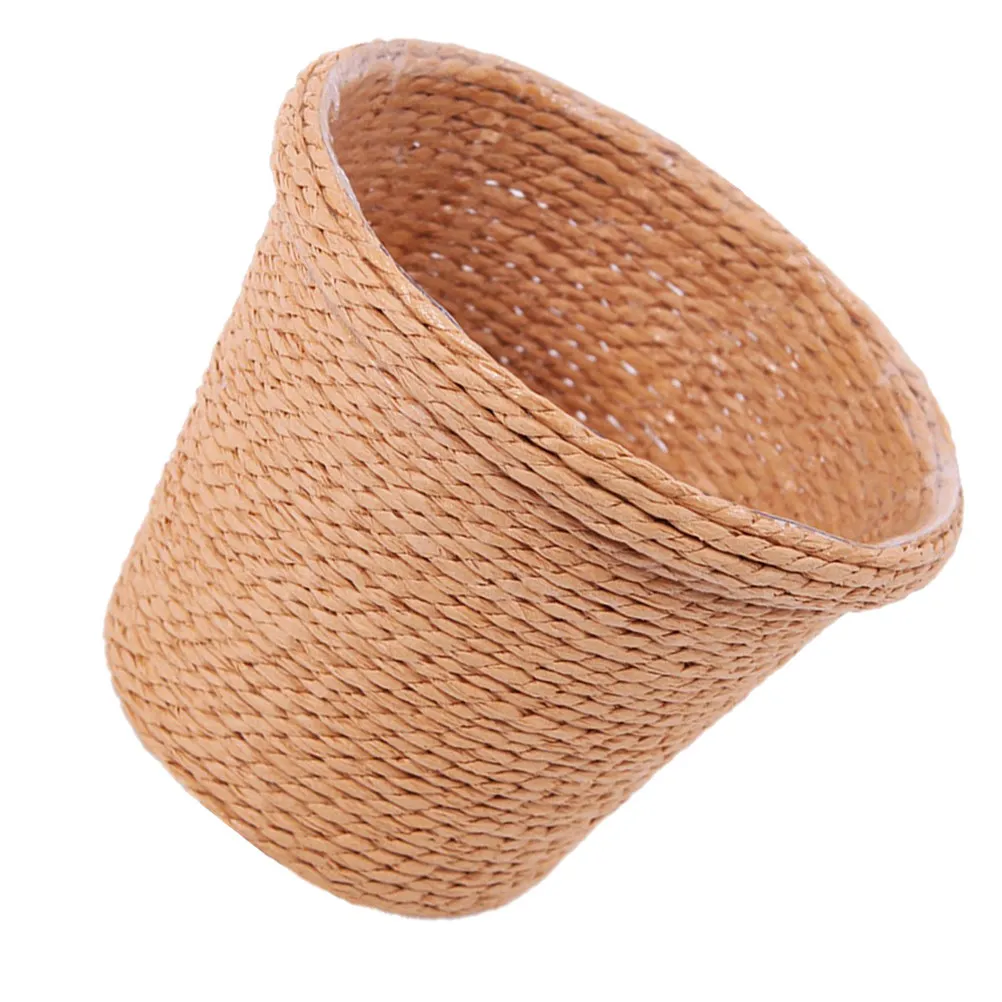 1Pcs Seaweed Fiber Retro Flowerpot with Built-in Plastic Liner for Faux Flowers Indoor Planter Storage Basket for Makeup Brushes