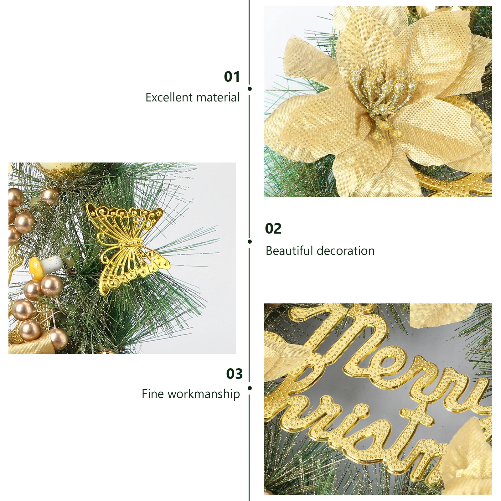 

Xmas Wreath Flower Butterfly PVC Garland Hanging Door Wall Decoration Naturalistic Christmas Holiday Pendant