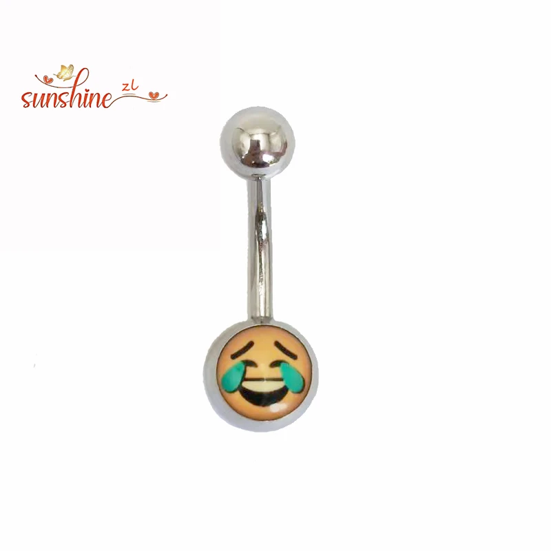 1pcs Face Expression 14G Belly Button Ring Navel Nombril Piercing Ear Rings Body Piercing Jewelry 10 Mm Bar For Women Piercing