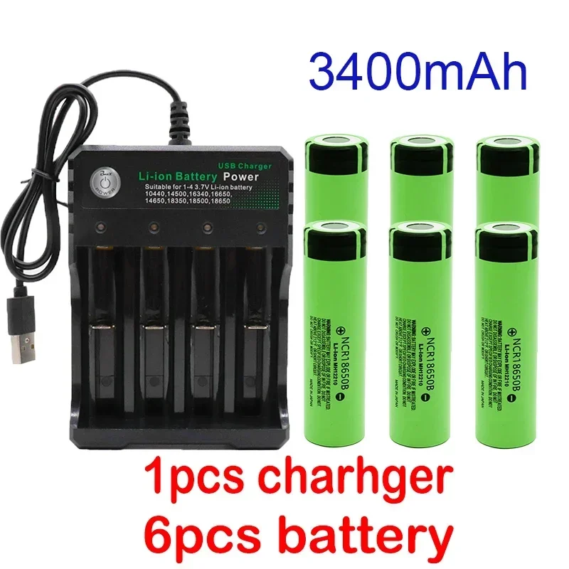 2023 New Original NCR18650B 3.7V 3400mah 18650 Lithium Rechargeable Battery for Flashlight Batteries and USB Charger