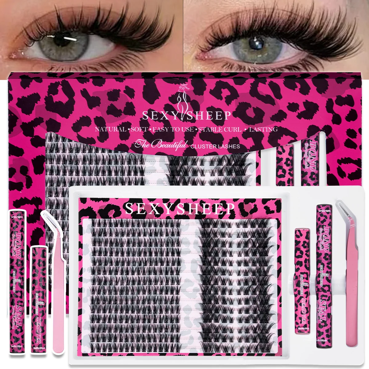 DIY Einzel-Wimpernverlängerungs-Set Dicke, Flauschige Wimpernbüschel D-Curl mit Kleber und Pinzette Halloween-Festival-Geschenk – Detail 14