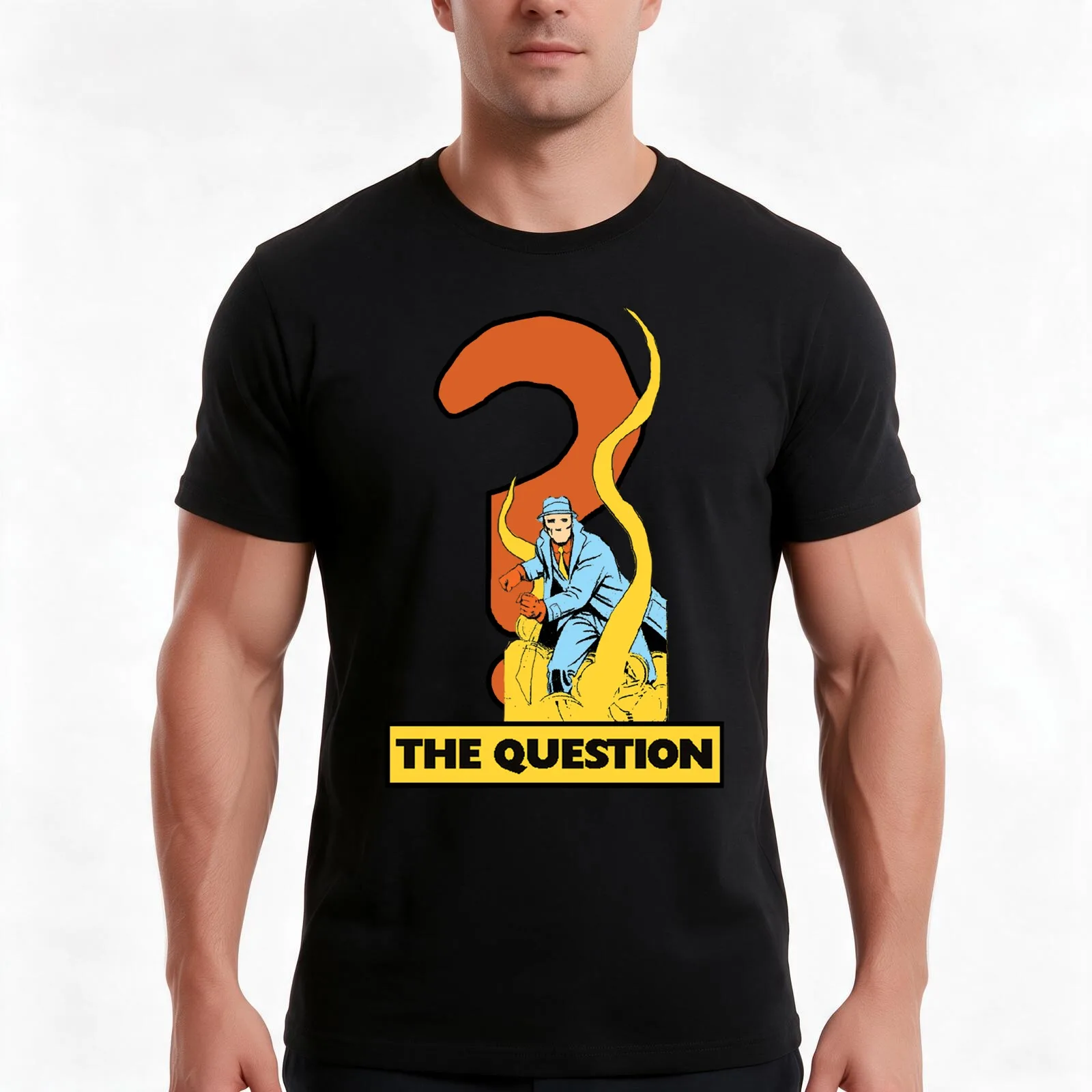 The Question Retro Design T-Shirt, Summer Casual Cotton Tee, Oversized Streetwear Tops, Vintage Graphic Print, Unisex Men Women