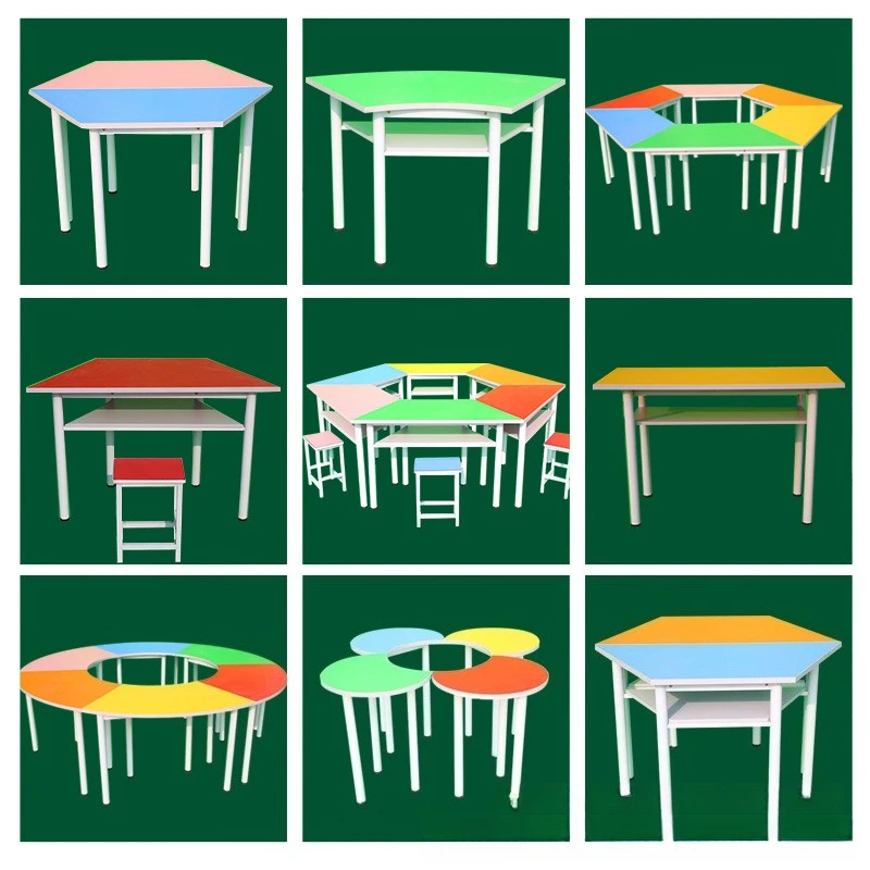 Student training desks and chairs art table splicing hexagonal reading semicircular strip table