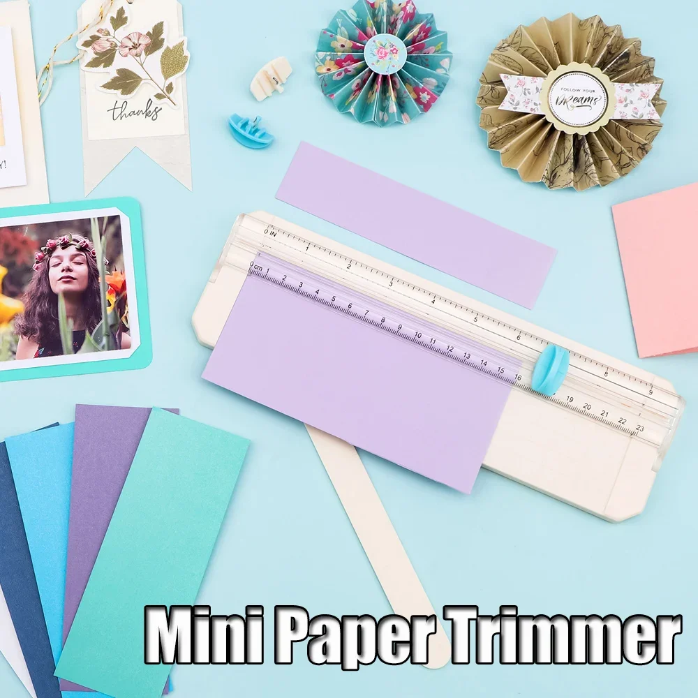Multifunktionaler Mini-Papierschneider mit ausziehbarem Lineal, tragbarer Papierschneider für präzises und sicheres, schnelles Schneiden von Bastelpapier