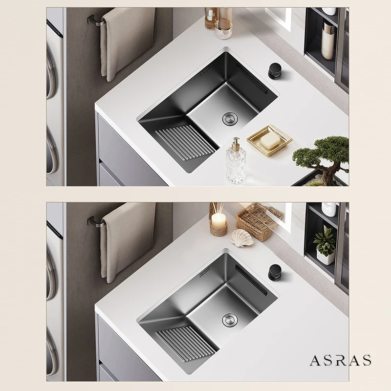 220mm Depth Handmade Washboard Sinks  New Nanometer Mini Balcony Wash Basin Sink With Waterfall Faucet